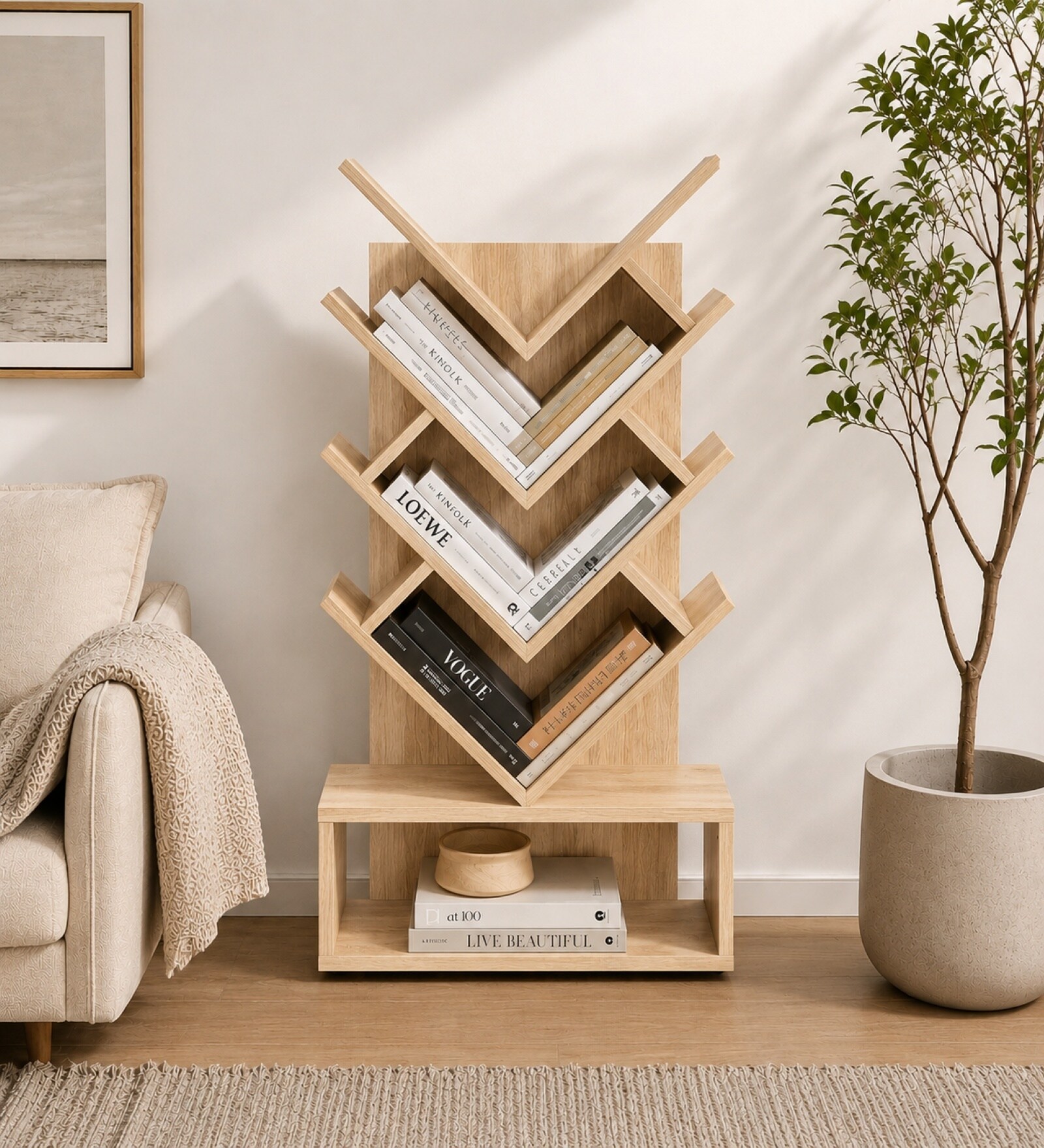 Urban Majesty Premium Multi Utility Rack Book Shelf In Sylvan Oak Light Finish