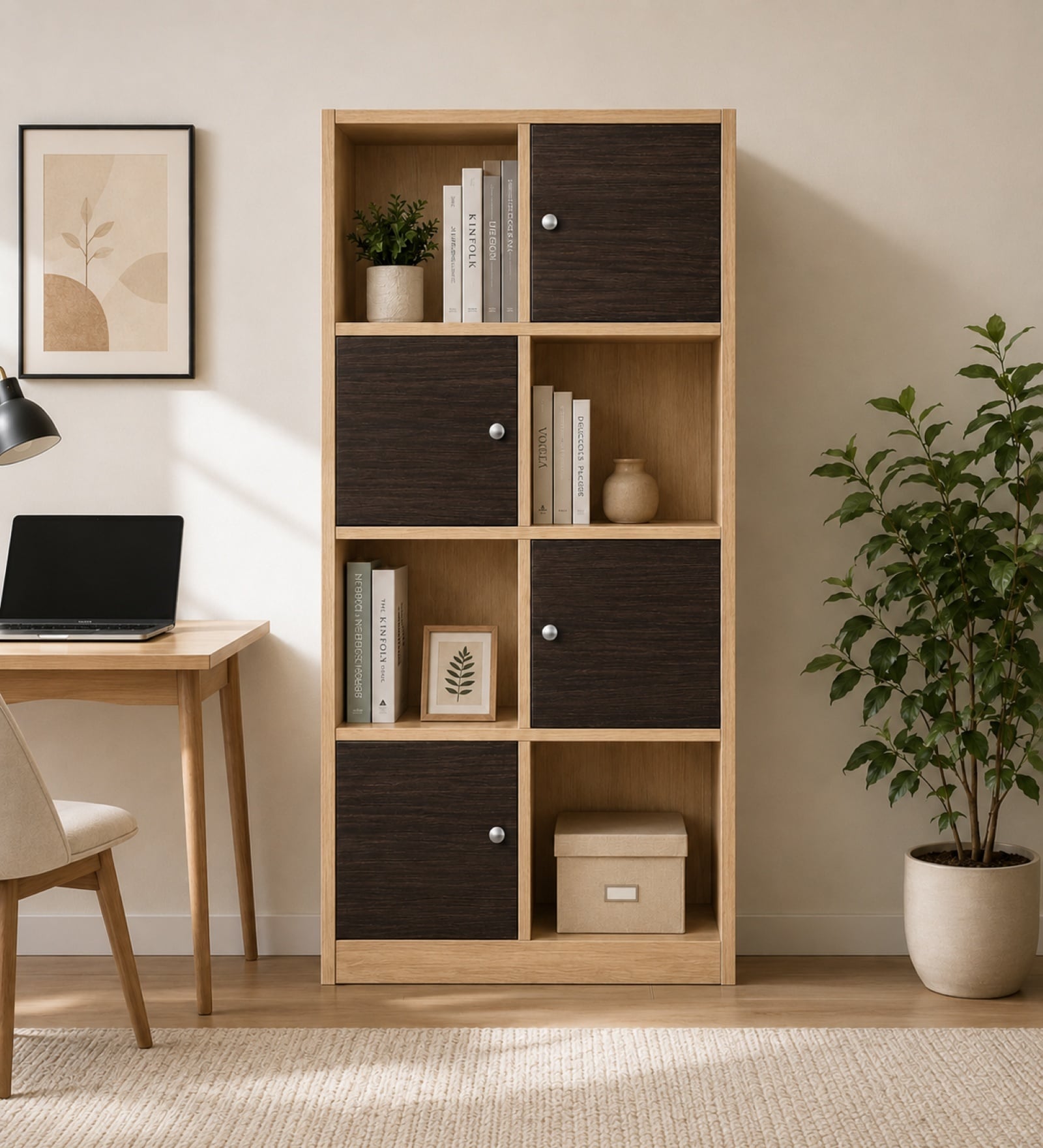 Urban Majesty Premium Multi Utility Rack Book Shelf In Sylvan Oak Light Finish