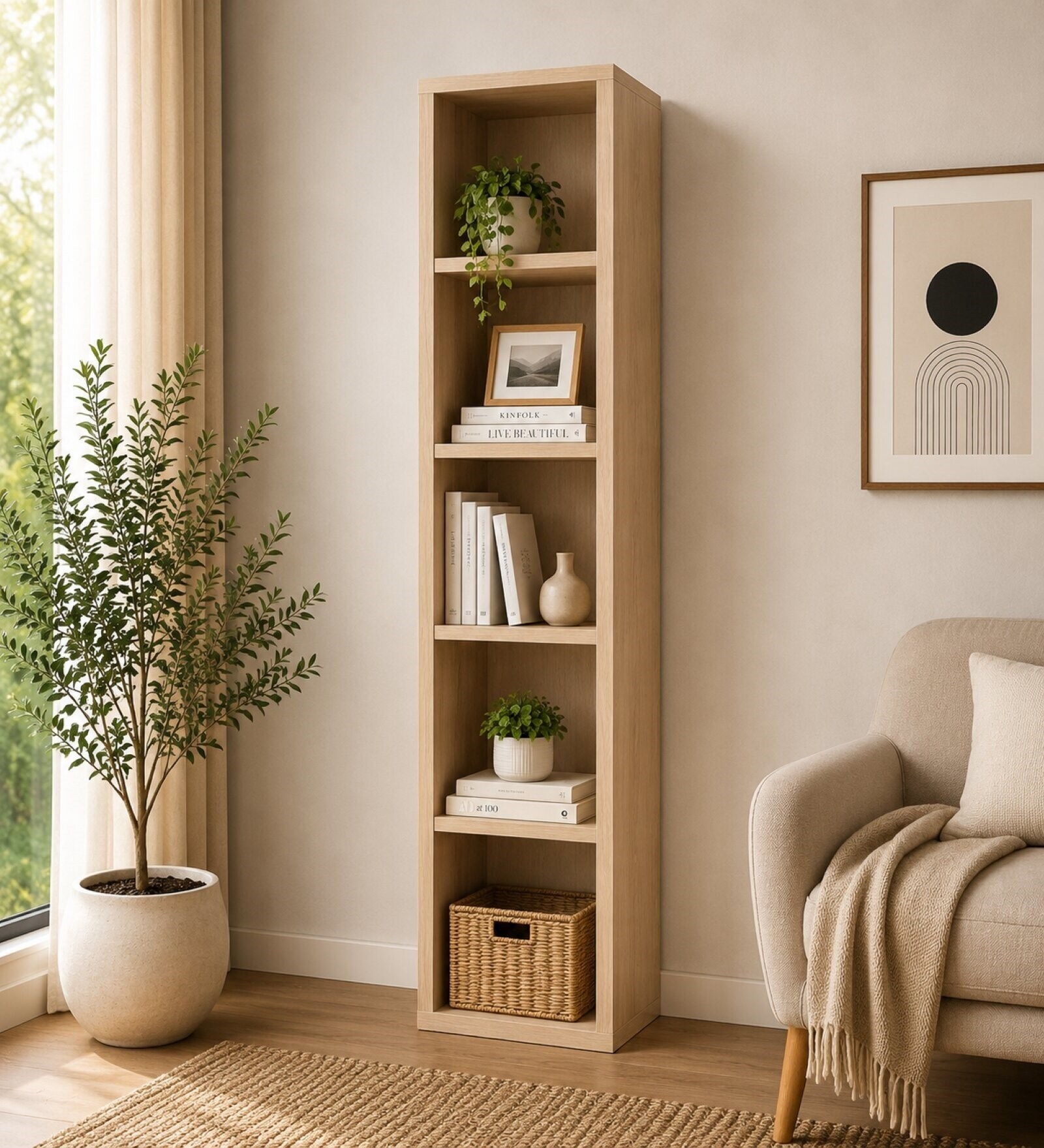 Urban Majesty Premium Multi Utility Rack Book Shelf In Sylvan Oak Light Finish