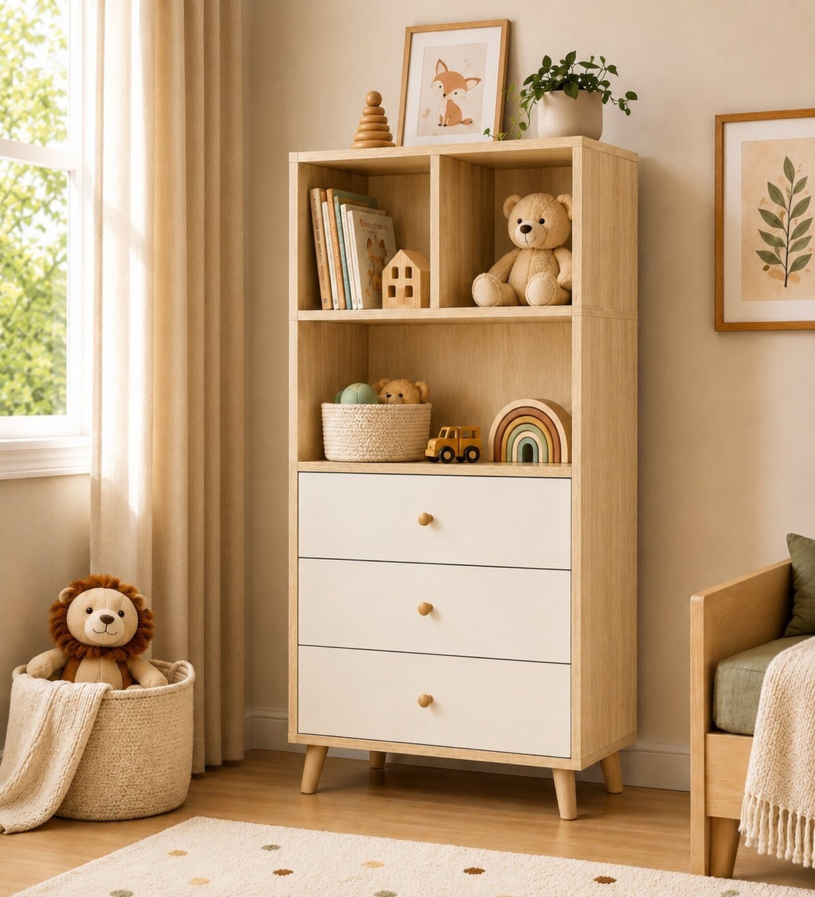Urban Majesty Premium Multi Utility Rack Book Shelf In Sylvan Oak Light Finish