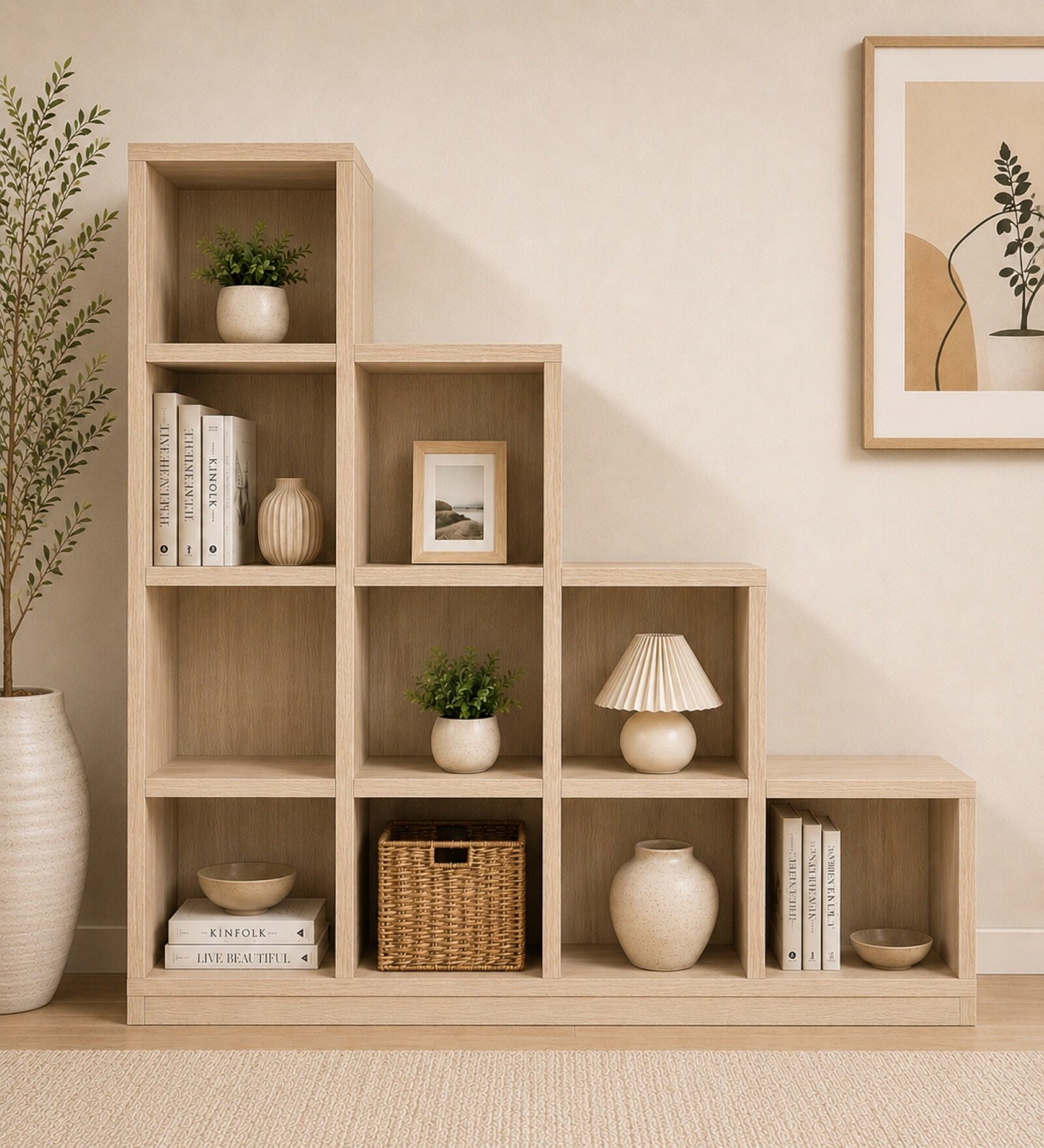 Urban Majesty Premium Multi Utility Rack Book Shelf In Sylvan Oak Light Finish