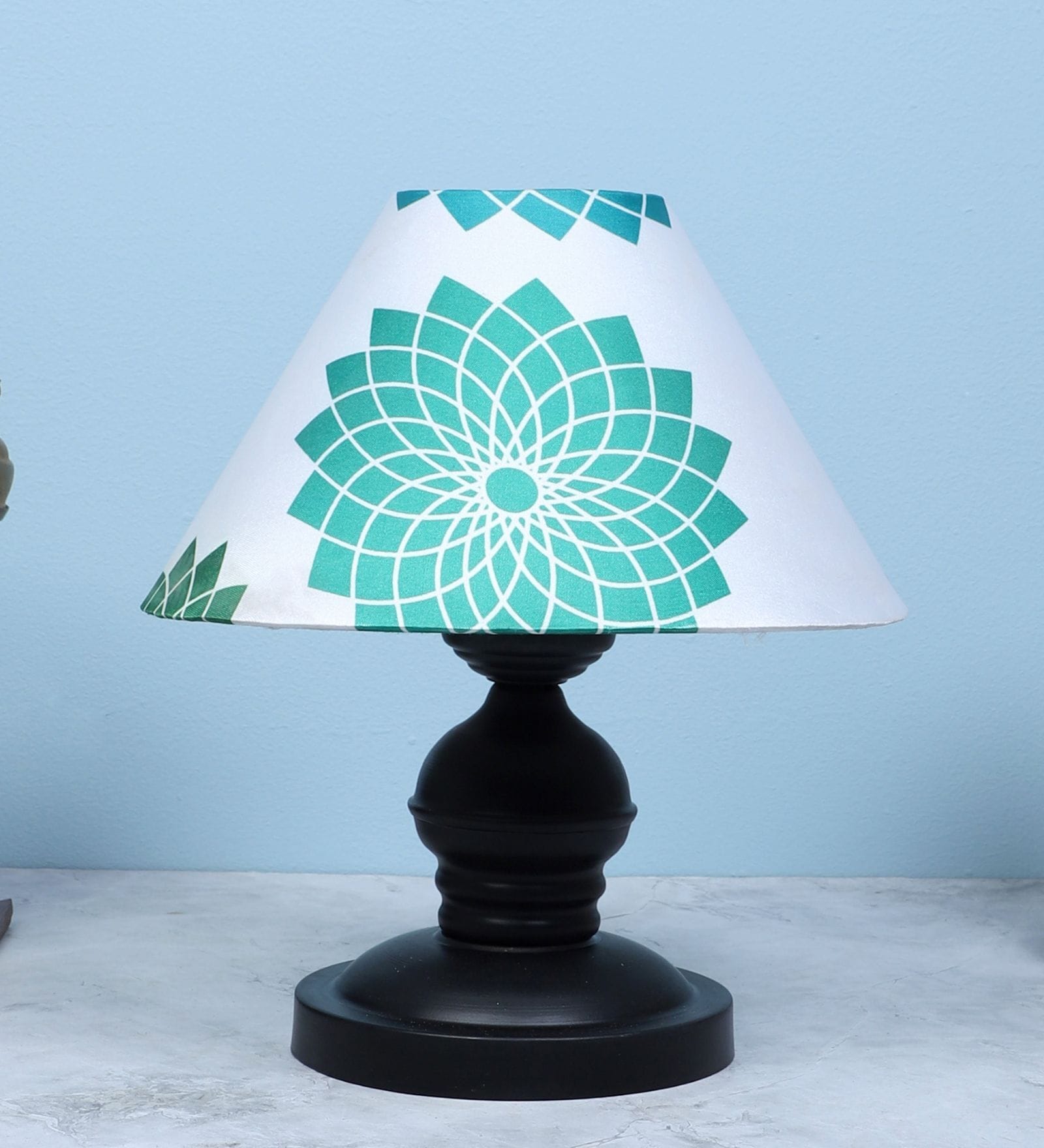 Urban Radiance Black Metal Table Lamp With Dahlia Floral Print Satin Shade