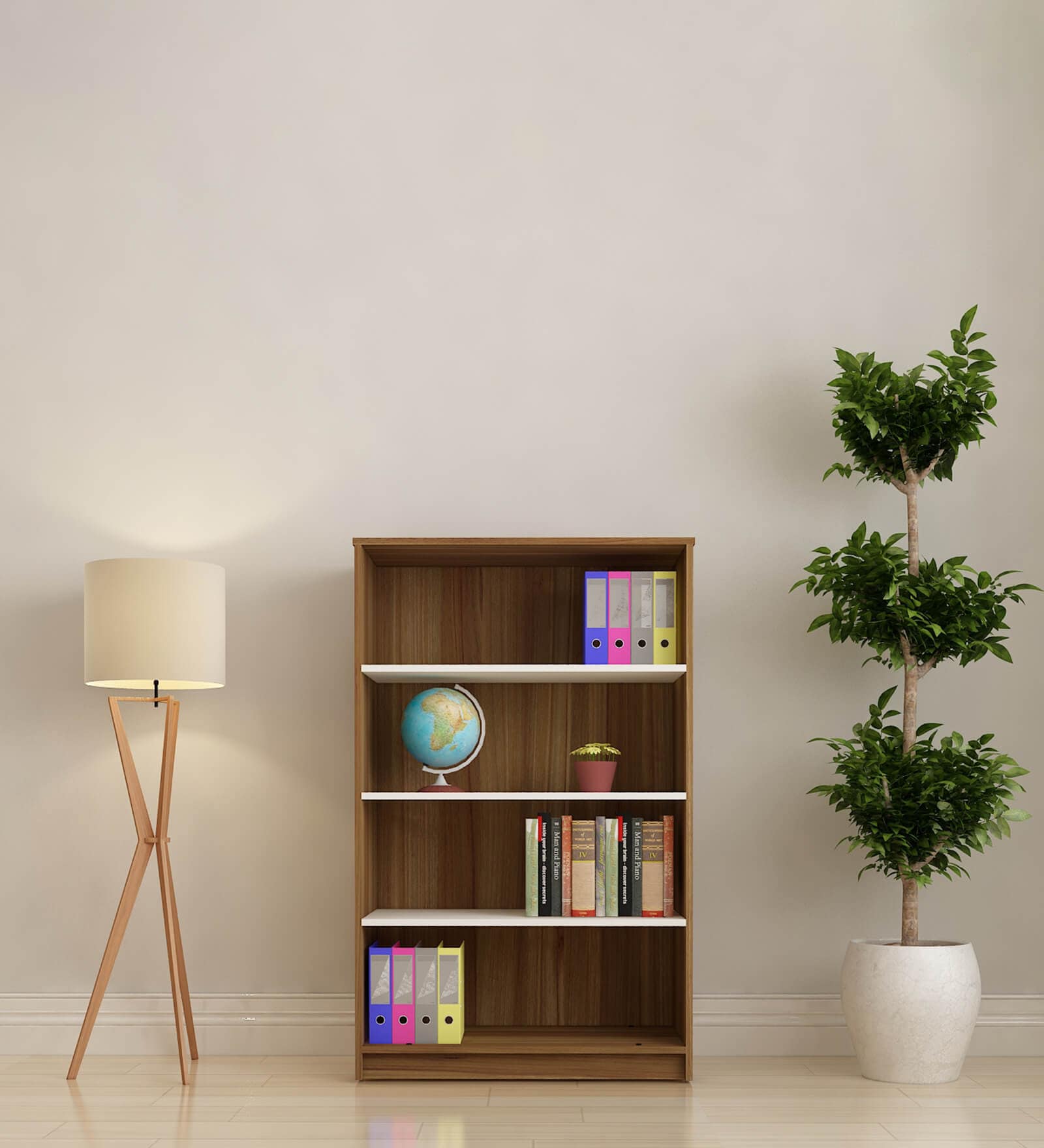 Urbane Book Shelf in Lyon Teak & White Finish