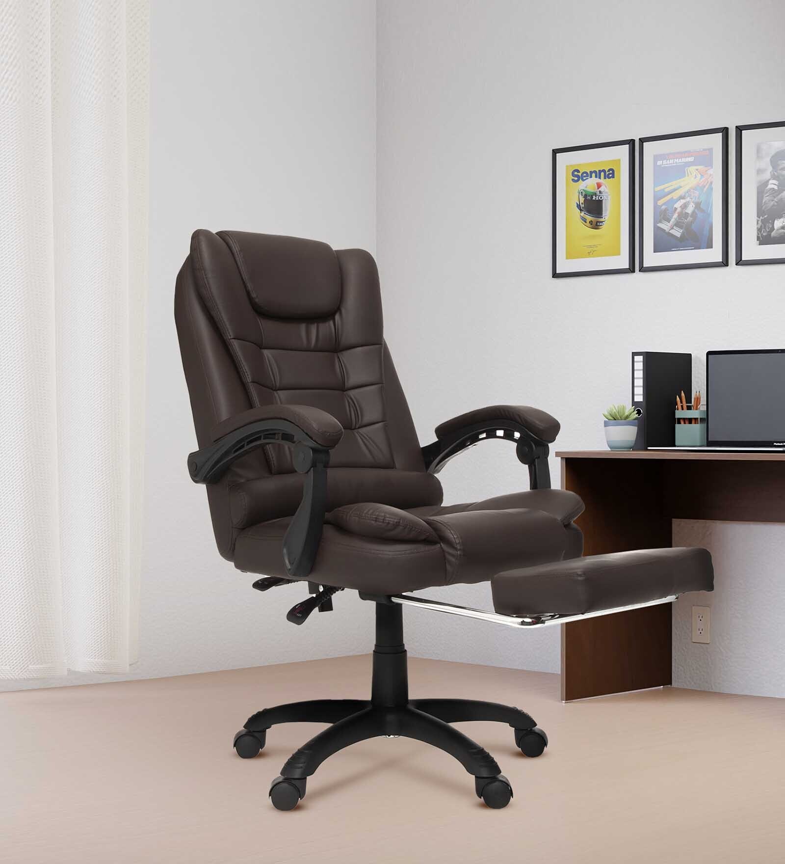 Urbane Leatherette Executive Chair In Brown Colour