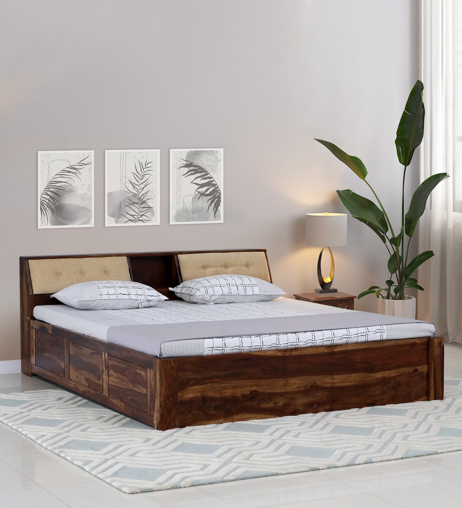 Buy Wedohl Sheesham Wood King Size Bed In Scratch Resistant Rustic Teak