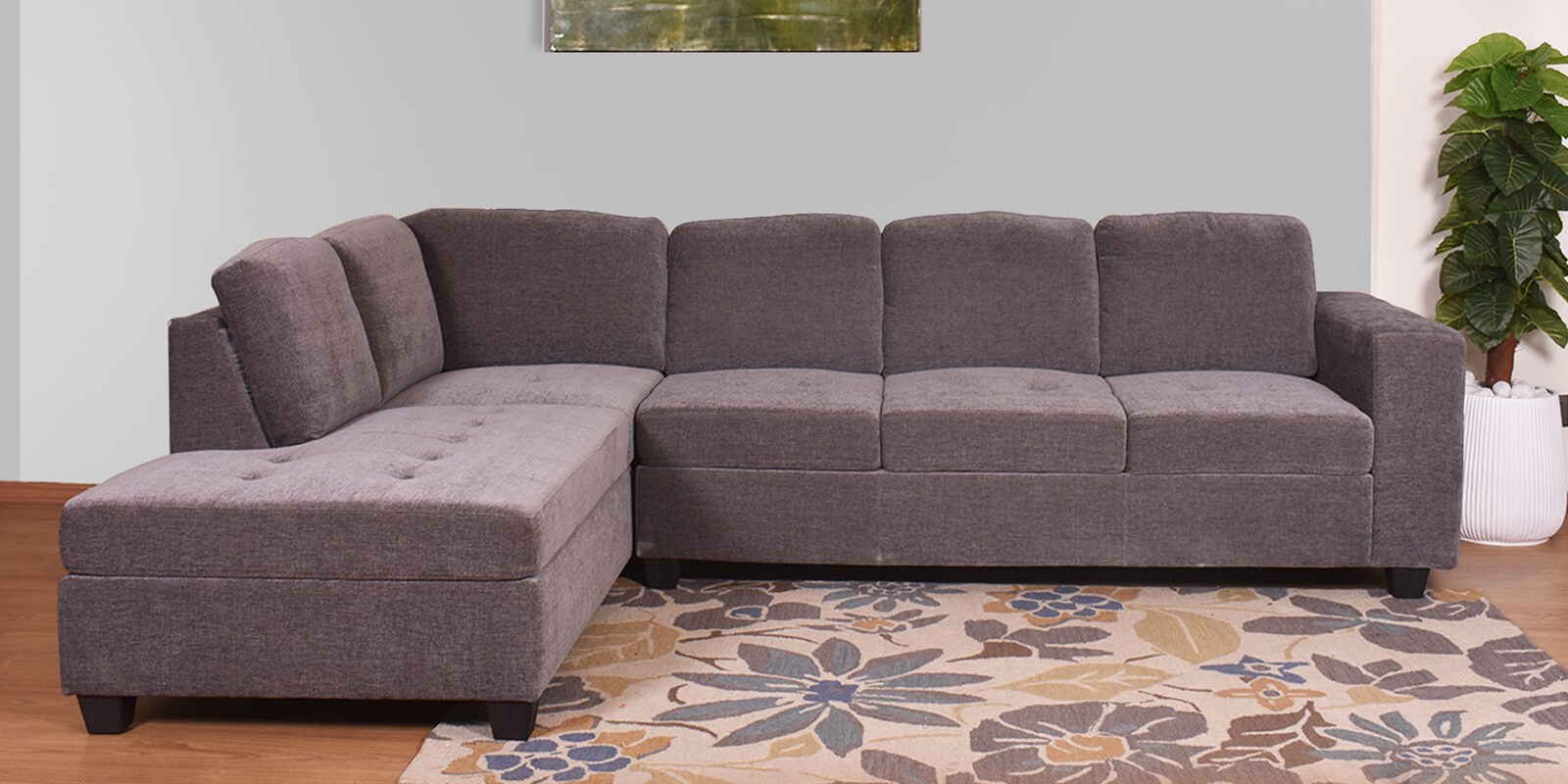 Urel 3 Seater RHS sectional sofa in Grey Colour