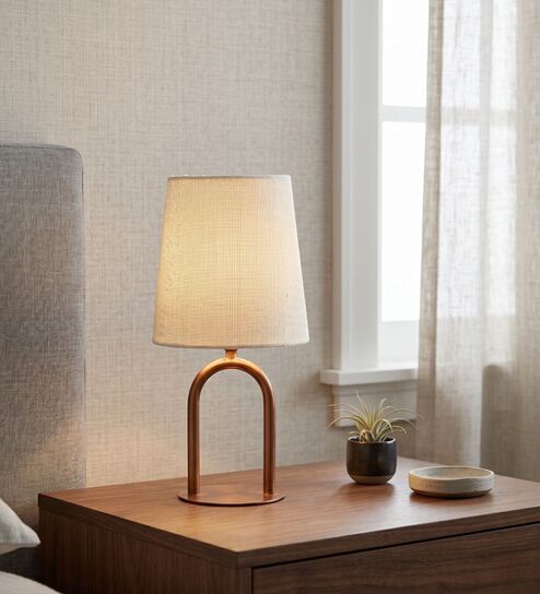 White Ura Contemporary Metallic Table Lamp