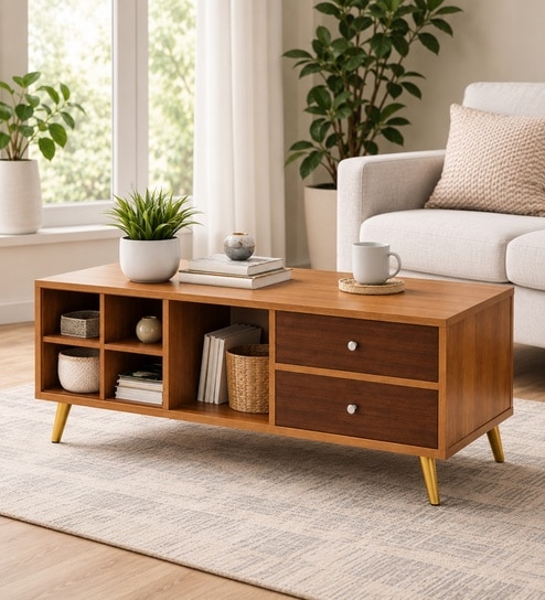 Urban Majesty Premium Centre Table In Sylvan Oak Light Finish