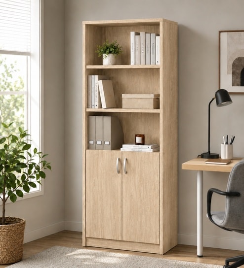 Urban Majesty Premium Multi Utility Rack Book Shelf In Sylvan Oak Light Finish