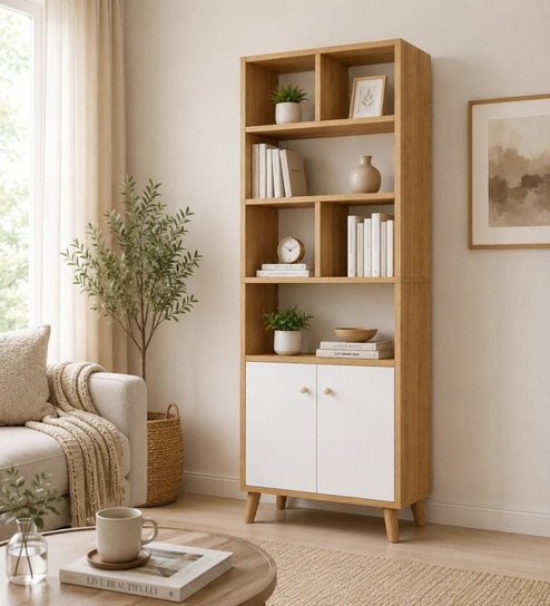 Urban Majesty Premium Multi Utility Rack Book Shelf In Sylvan Oak Light Finish