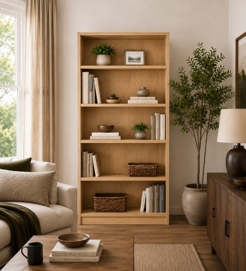 Urban Majesty Premium Multi Utility Rack Book Shelf In Sylvan Oak Light Finish