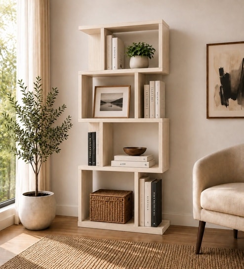 Urban Majesty Premium Multi Utility Rack Book Shelf In Sylvan Oak Light Finish