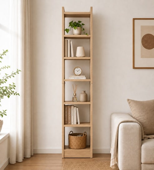 Urban Majesty Premium Multi Utility Rack Book Shelf In Sylvan Oak Light Finish