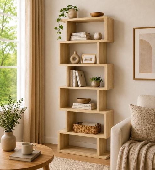 Urban Majesty Premium Multi Utility Rack Book Shelf In Sylvan Oak Light Finish