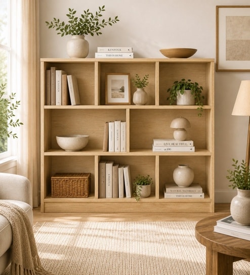 Urban Majesty Premium Multi Utility Rack Book Shelf In Sylvan Oak Light Finish