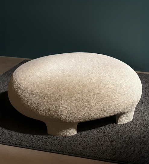Urban Opulence Velvet Fabric Bench Ottoman In Cream Colour