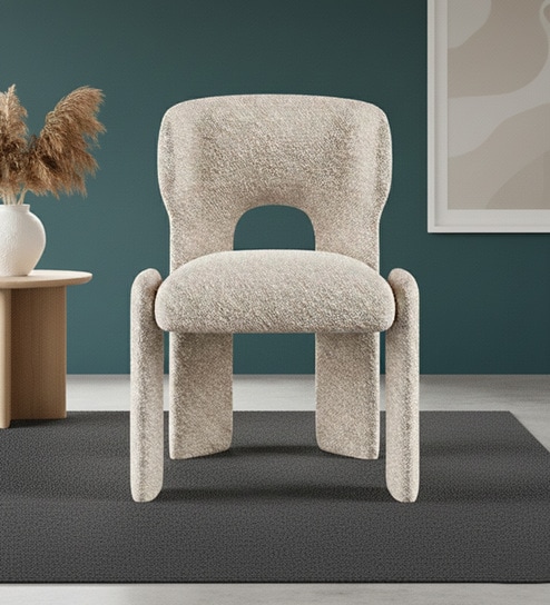 Urban Opulence Premium Boucle Dining Chair In Beige Colour