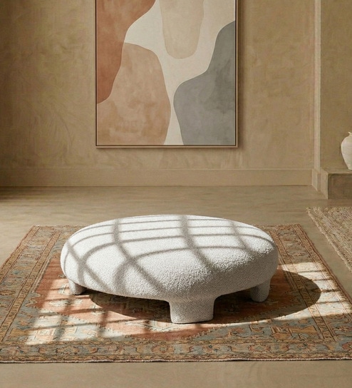 Urban Opulence Velvet Fabric Bench Ottoman In Cream Colour