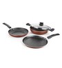 Aluminium Non-Stick Induction Base Cookware -Set of 3 with 1 Glass lid