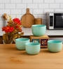 Urban Green Glaze Ceramic Bowl Set of 4(320ml Each)