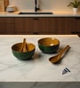 Urban Mattee Green Ceramic Bowl Set of 2(240ml Each)