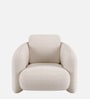 Urban Opulence Velvet Fabric One-Seater Sofa In White Colour