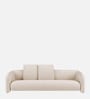 Urban Opulence Velvet Fabric Three-Seater Sofa In White Colour
