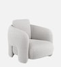 Urban Opulence Velvet Fabric One-Seater Sofa In White Colour