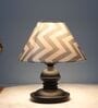 Urban Radiance Black Metal Table Lamp With Maze Print Satin Shade