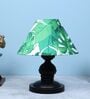 Urban Radiance Black Metal Table Lamp With Palm Print Satin Shade