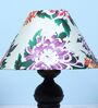 Urban Radiance Black Metal Table Lamp With Carnation Print Satin Shade