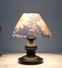 Urban Radiance Black Metal Table Lamp With Narcissue Floral Print Satin Shade