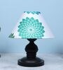 Urban Radiance Black Metal Table Lamp With Dahlia Floral Print Satin Shade