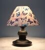 Urban Radiance Black Metal Table Lamp With Butterfly Print Satin Shade