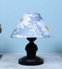 Urban Radiance Black Metal Table Lamp With Narcissue Floral Print Satin Shade
