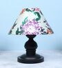 Urban Radiance Black Metal Table Lamp With Carnation Print Satin Shade