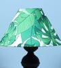 Urban Radiance Black Metal Table Lamp With Palm Print Satin Shade