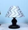 Urban Radiance Black Metal Table Lamp With Maze Print Satin Shade
