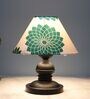 Urban Radiance Black Metal Table Lamp With Dahlia Floral Print Satin Shade