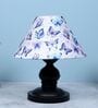 Urban Radiance Black Metal Table Lamp With Butterfly Print Satin Shade