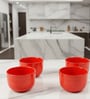 Urban Red Glaze Ceramic Bowl Set of 4(320ml Each)