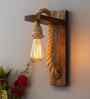 Urban Retro Antique Wood E27 Holder Rope Wall Lamp with LED Filament Bulb