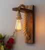 Urban Retro Antique Wood E27 Holder Rope Wall Lamp with LED Filament Bulb