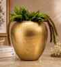 Urn Shape Flower Vase for Home Decor, Iron, Gold-Tone Matte Finish