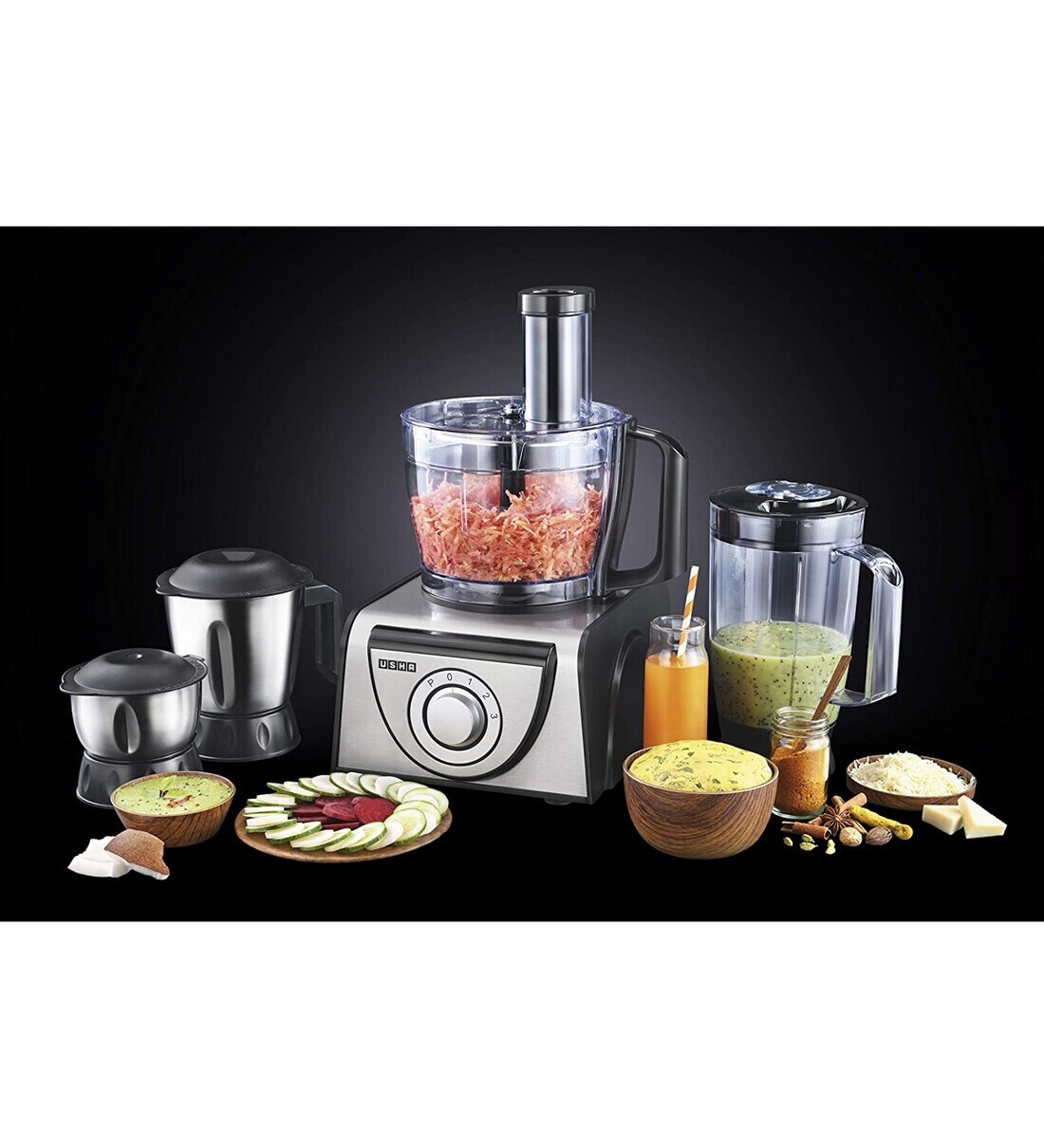 Buy Usha 3810 1000W Food Processor with 13 Accessories & Premium SS