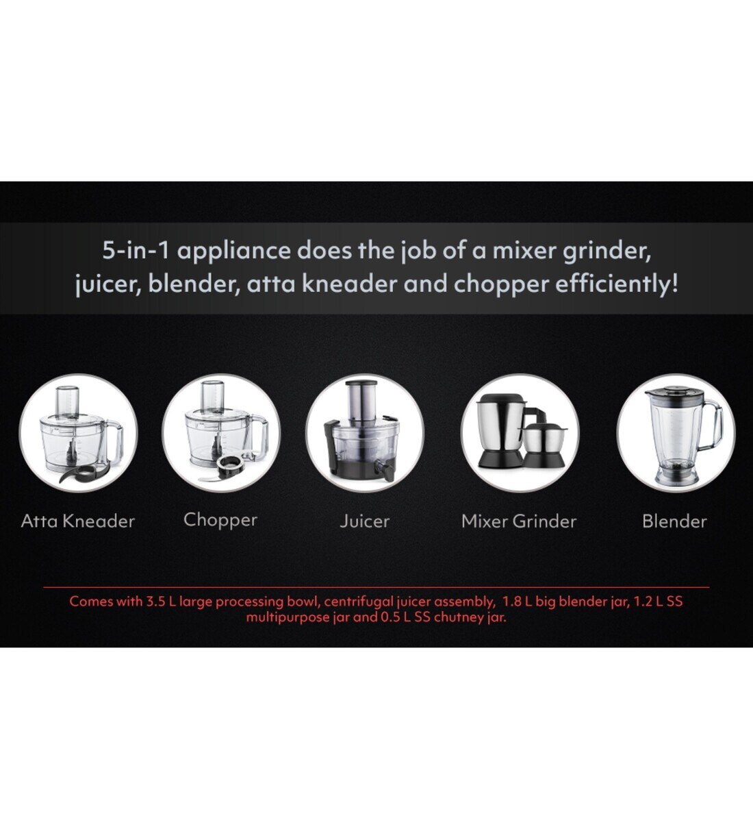 Buy Usha 3811 1000W Food Processor & Citures Juicer with13 Accessories