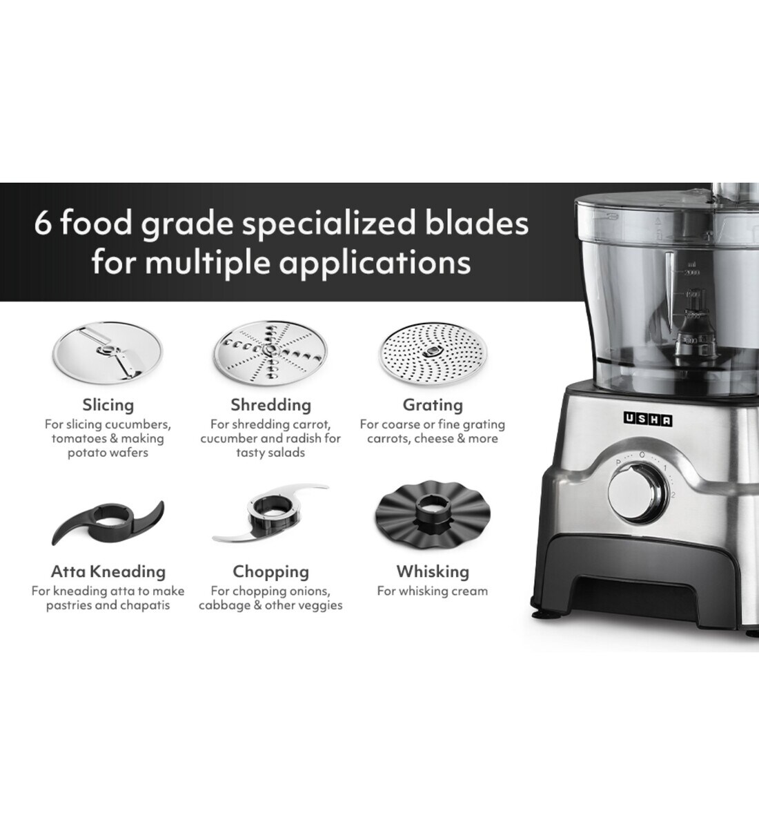 Buy Usha 3811 1000W Food Processor & Citures Juicer with13 Accessories