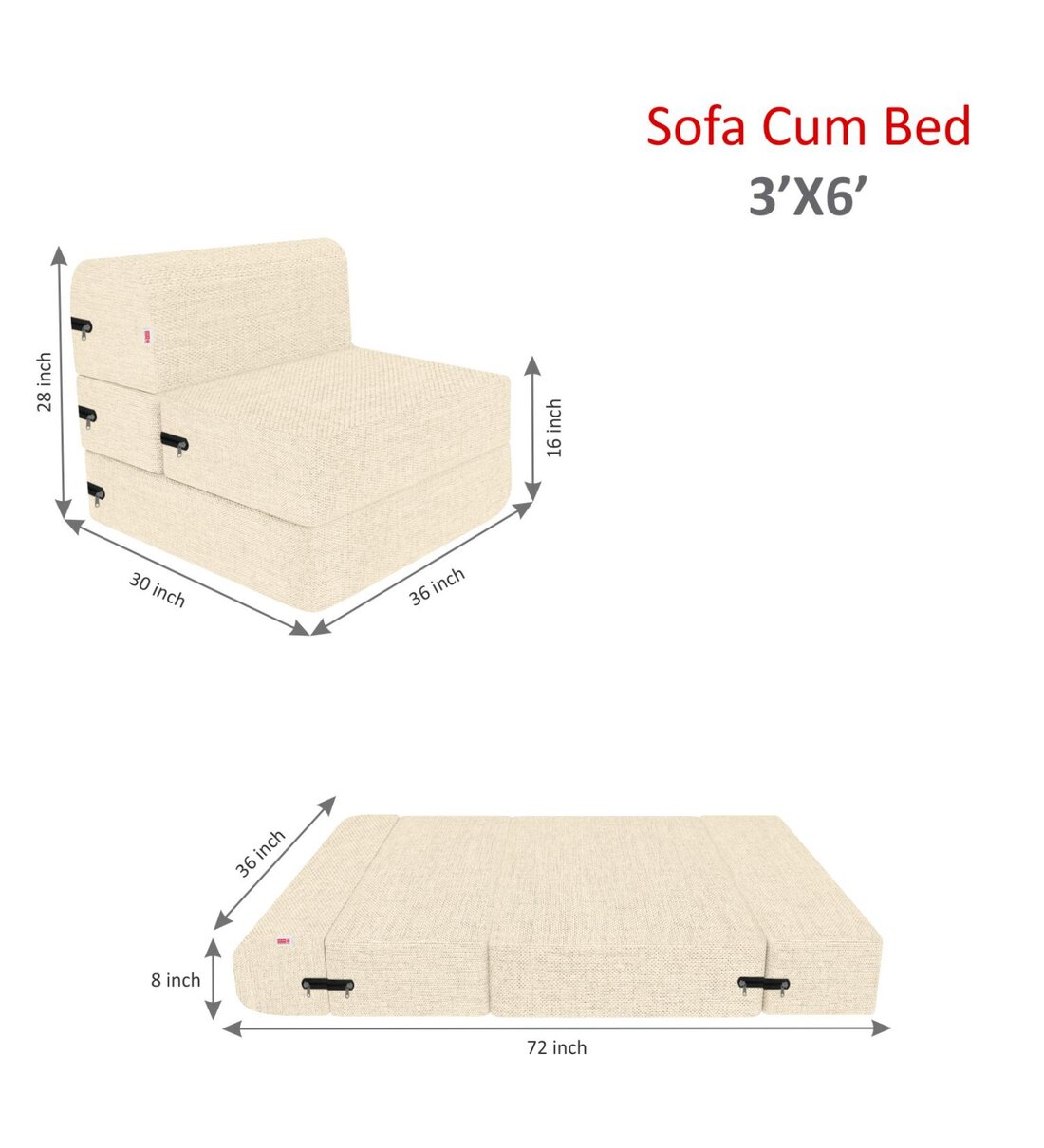 Buy Acum (72x36) Foam 8 Inch Single Size Sofa Cum Foldable Mattress by ...