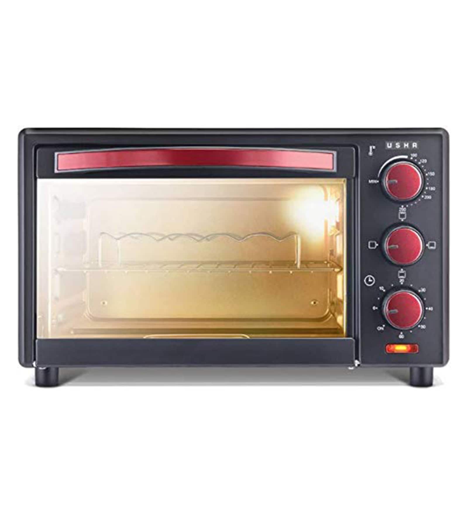 USHA 3716 16Liters Oven Toaster Grill with Accessories, Red, Maroon