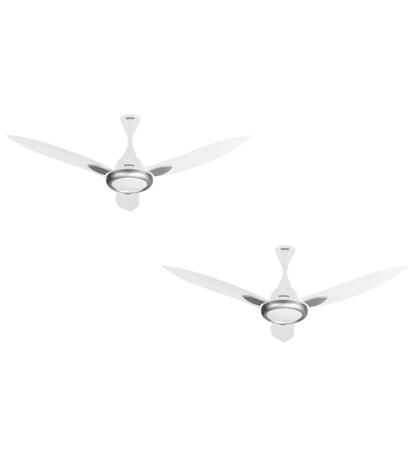 Usha Bloom Bellflower 1300 Mm Goodbye Dust Ceiling Fan (Sparkle White Silver) Set of 2